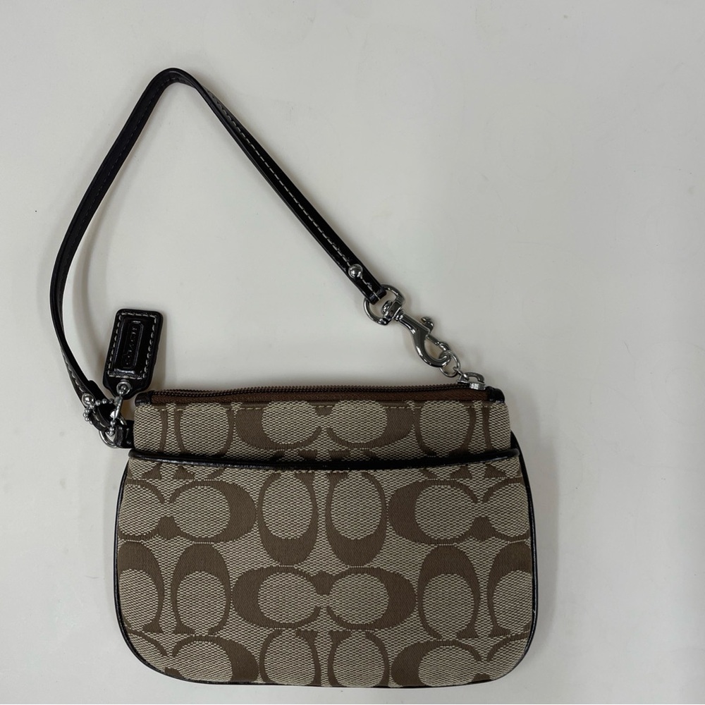 Vintage Coach Tan and Brown Signature Wristlet